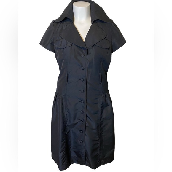 Teri Jon Black High Collar Fit & Flare Women’s Size 12 - Picture 2 of 12